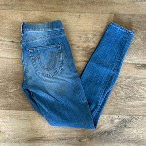 True religion distressed jegging lighter denim good stretch size small.
